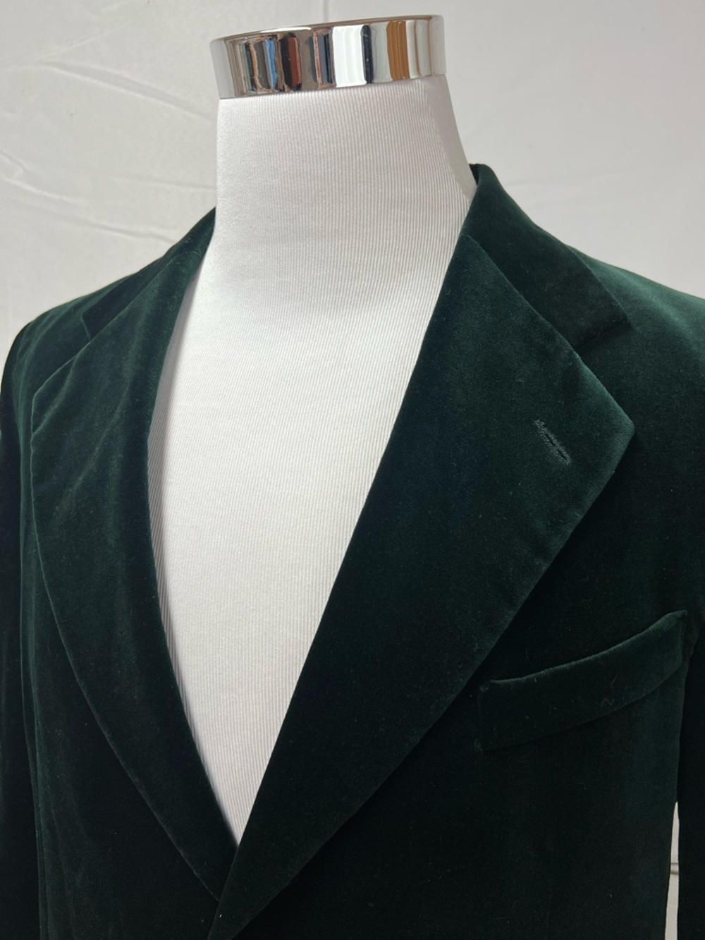 Men’s 44L Dark Green Velvet Stacy Adams Blazer Jacket Vintage Sport Coat - Picture 2 of 8
